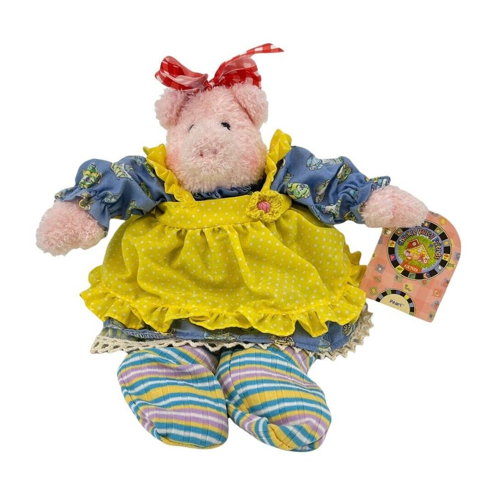 Vintage Gund Chuckle Valley Friends Pearl the Pig 10” Plush Stuffed Animal